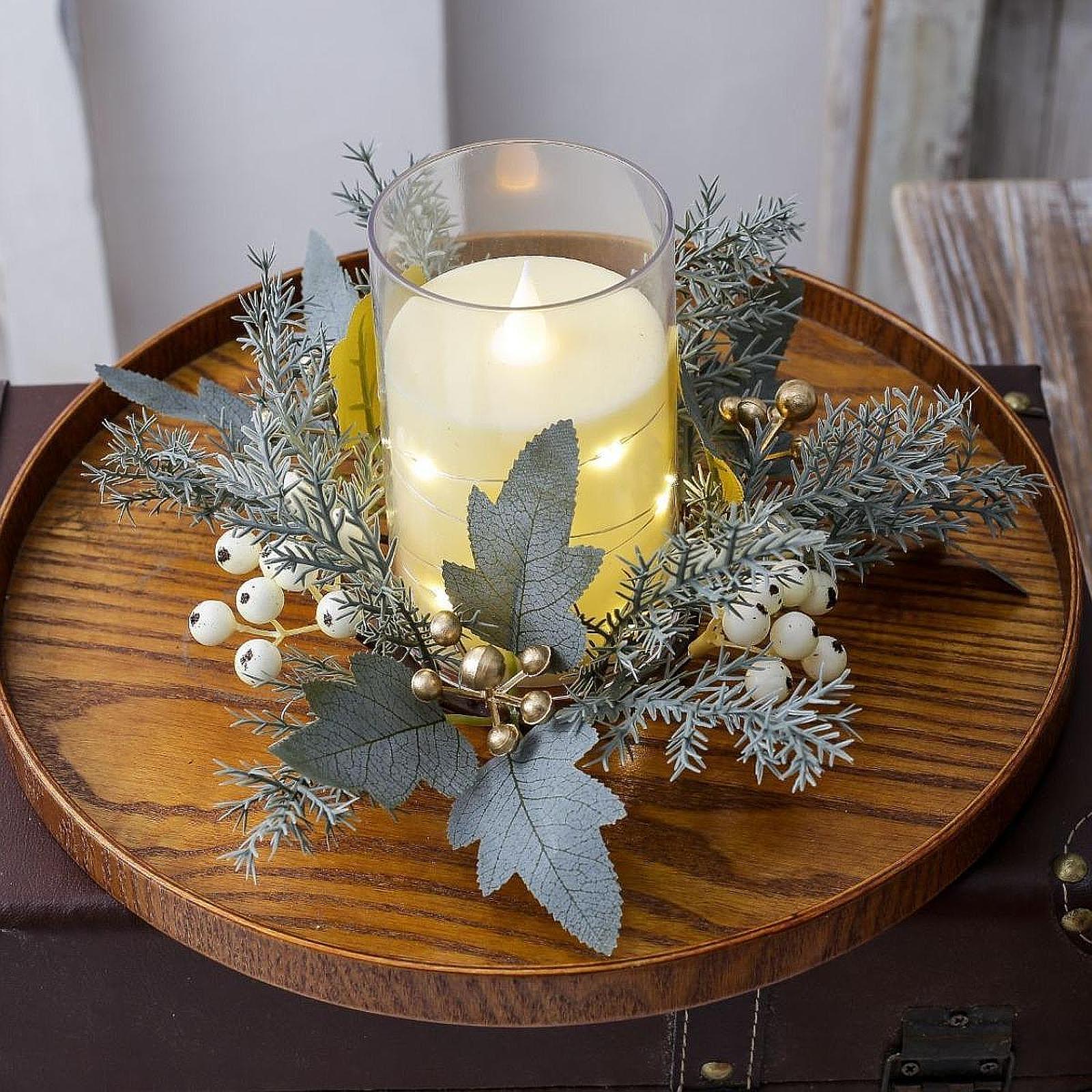 Candle Holder Decor - Corona de velas con flores artificiales
