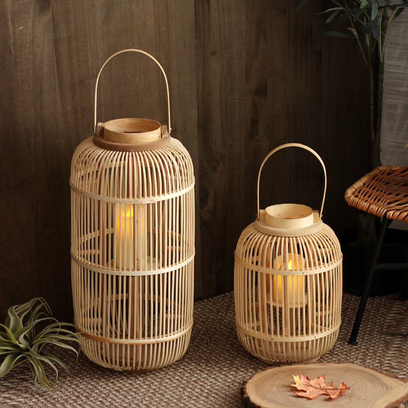 Candle Holder Decor - Lámpara de viento de bambú hecha