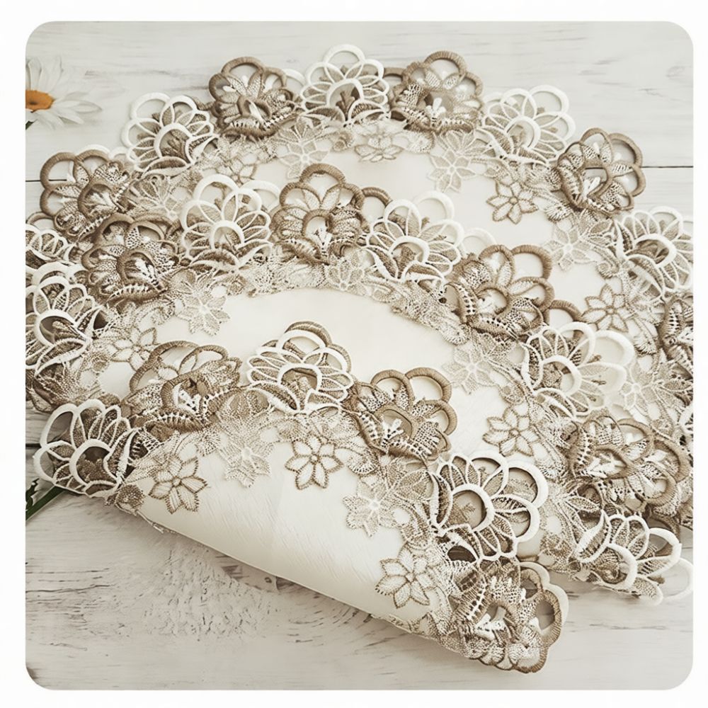 Table Runner - Exquisito mantel individual redondo de encaje,