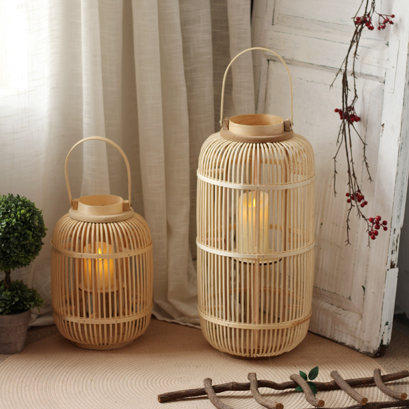 Lámpara de viento de bambú hec - Candle Holder Decor reseña y precio