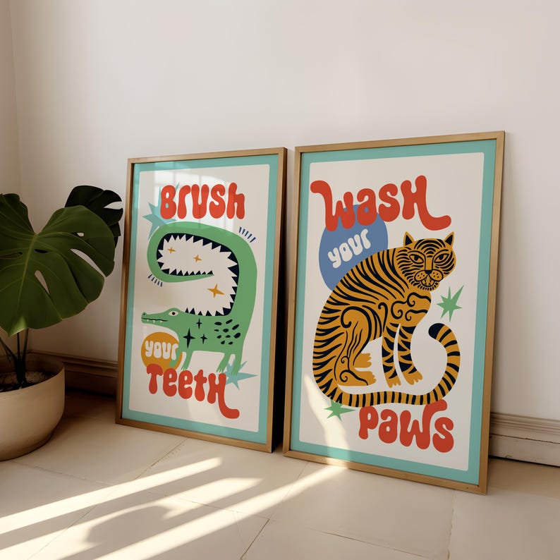 2 unids/set Tigre lavar tus pa - Abstract Canvas Set reseña y precio