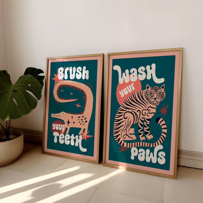 2 unids/set Tigre lavar tus pa - Abstract Canvas Set reseña y precio
